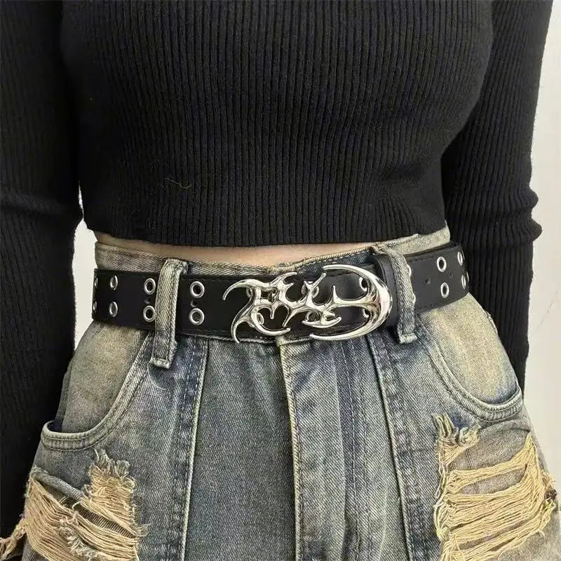 Nouveau Ceinture Punk de Mode Y2K Creuse en Cuir PU pour Hommes Femmes - Accessoire Tendance pour Cadeau, Ceintures de Taille Neutres Grande Taille