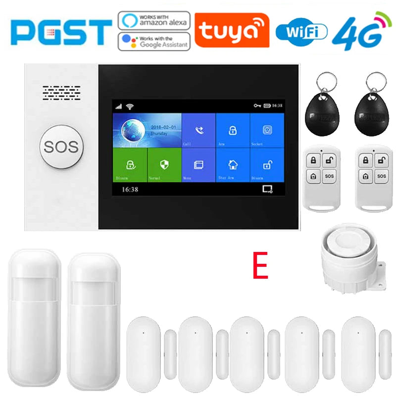 PGST 4G home allarme anti-furto, Tuya, kit di sicurezza con sensore di movimento PIR, wireless, WiFi, GSM, PG-107
