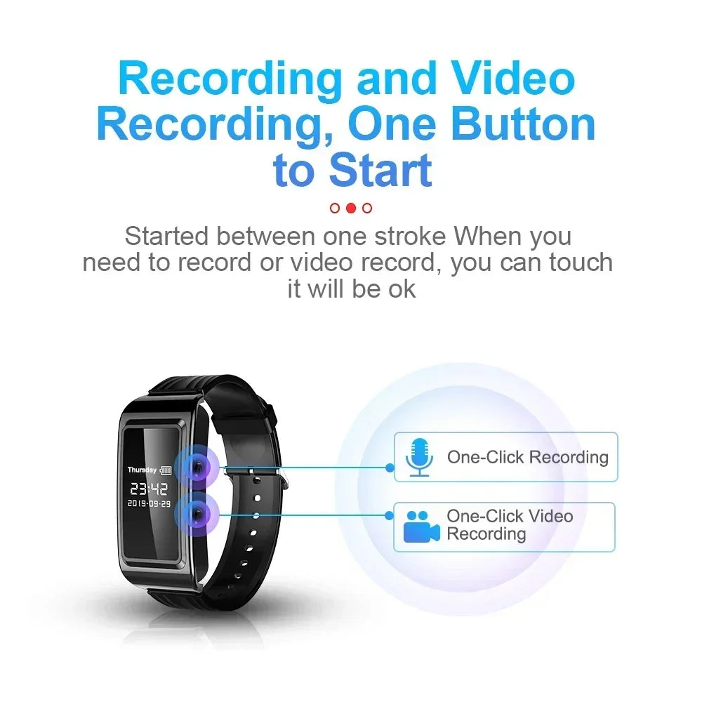 8-64GB Mini Voice Video Recorder 1080P DV Professional Digital Bracelet Dictaphone Portable Home Smart Small Security Camcorder