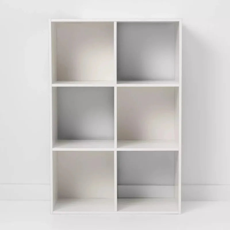 Raft organizator cu 6 cuburi, bibliotecă de depozitare de 11" – unitate din lemn alb