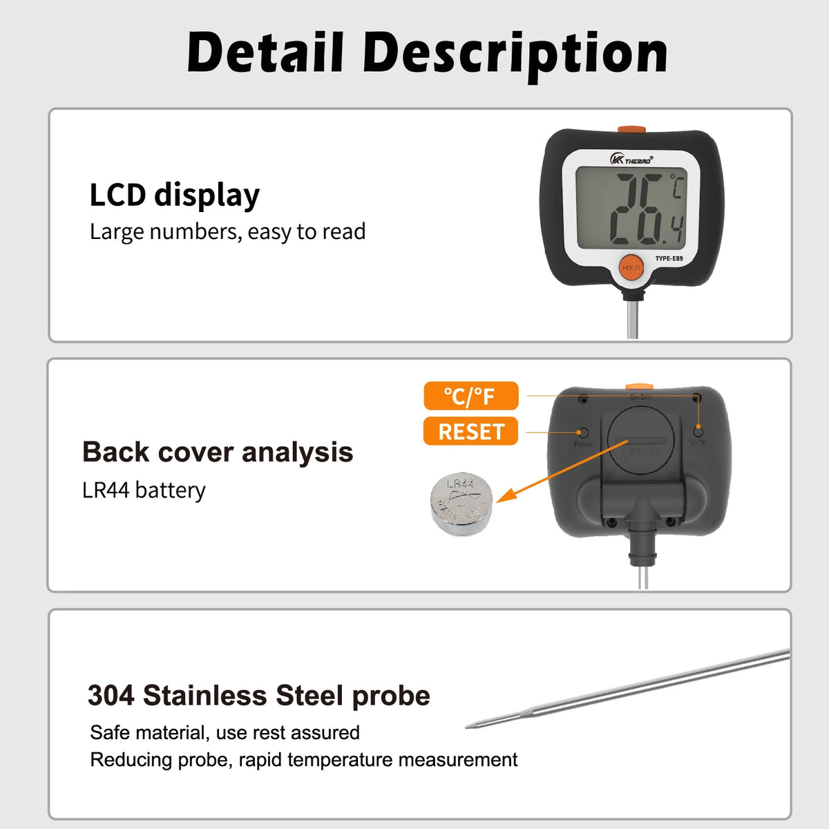 Digital Food Probe Thermometer