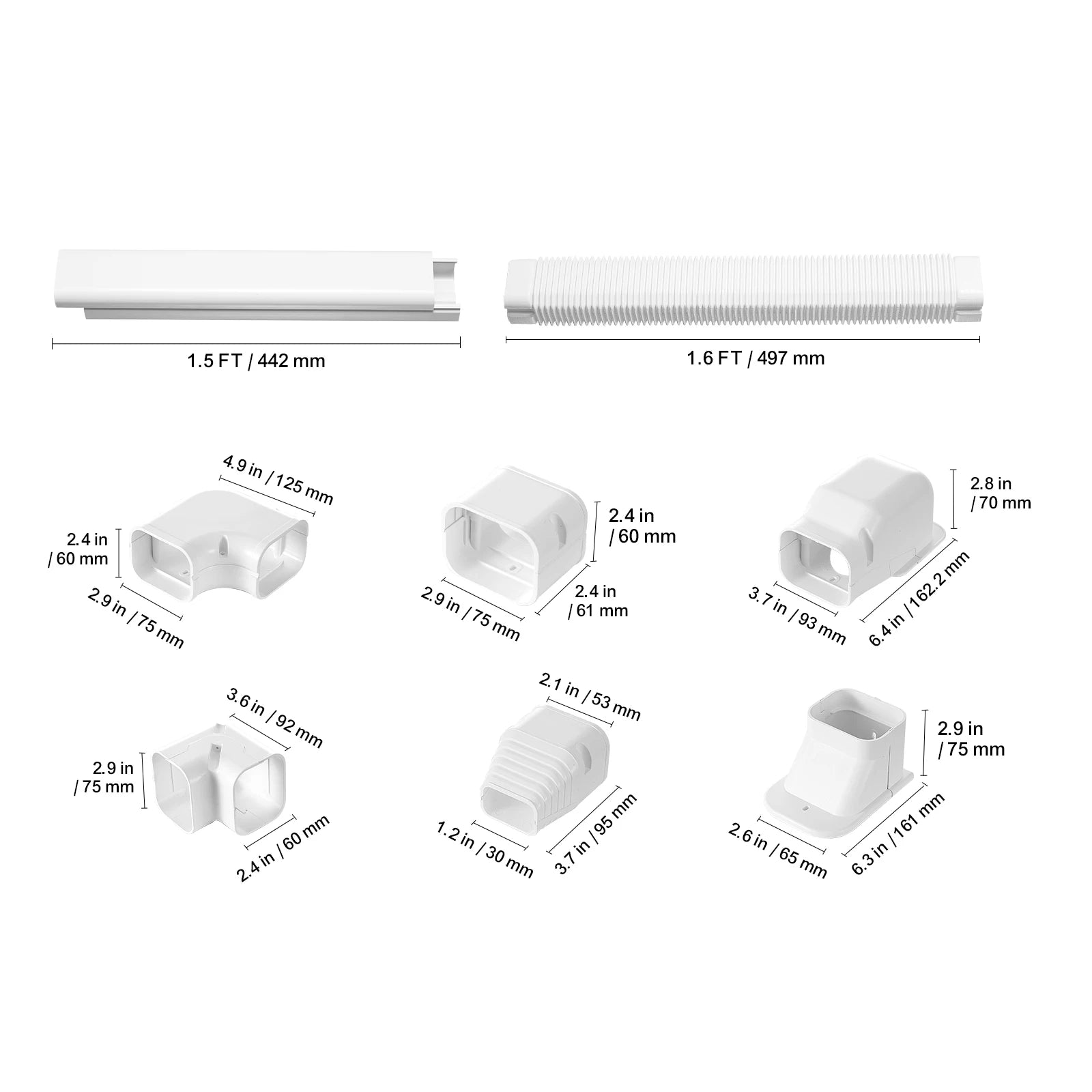 SucceBuy Mini Split Line Set Cover PVC Decorative Pipe Line Cover For Air Conditioner Easy to Install Paintable for Heat Pump