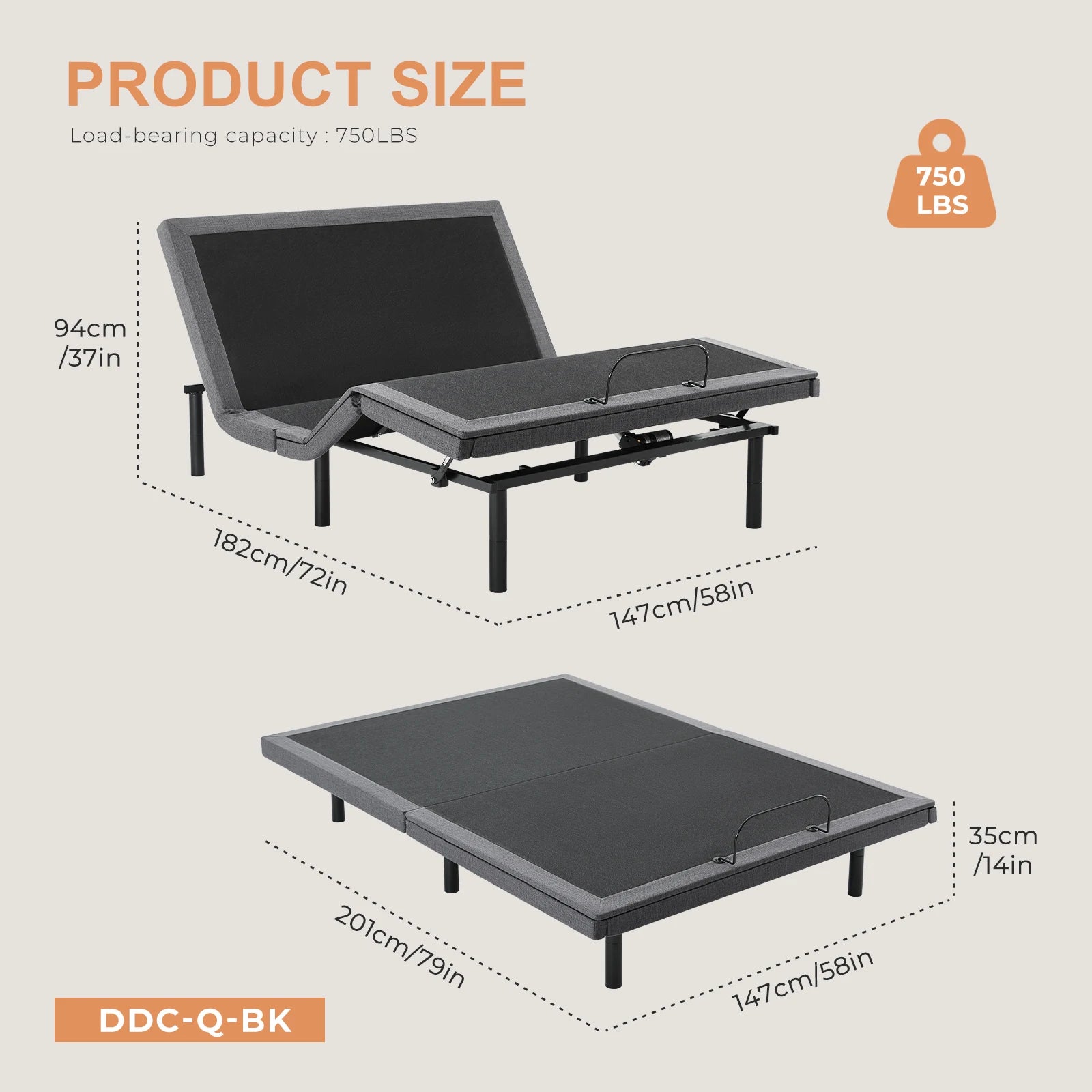 Queen Adjustable Bed Frame with Wireless Remote & Zero Gravity