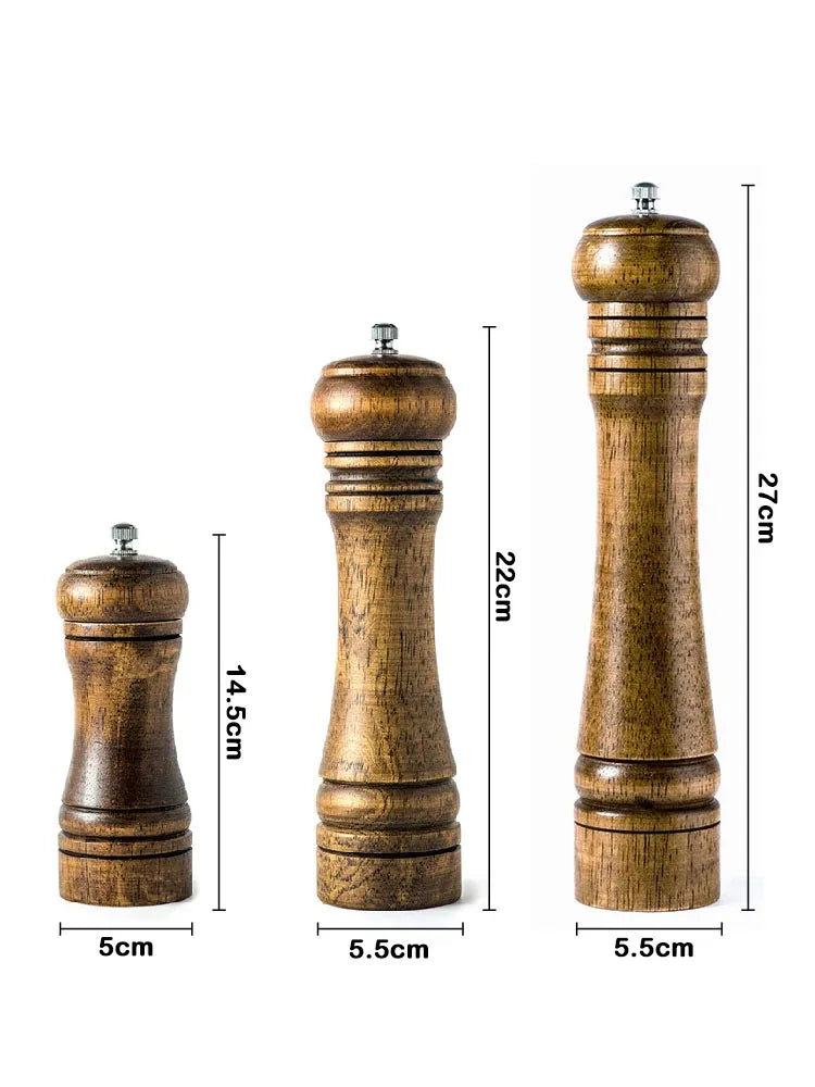 Wooden Salt & Pepper Mill, 5–10 Inch Options