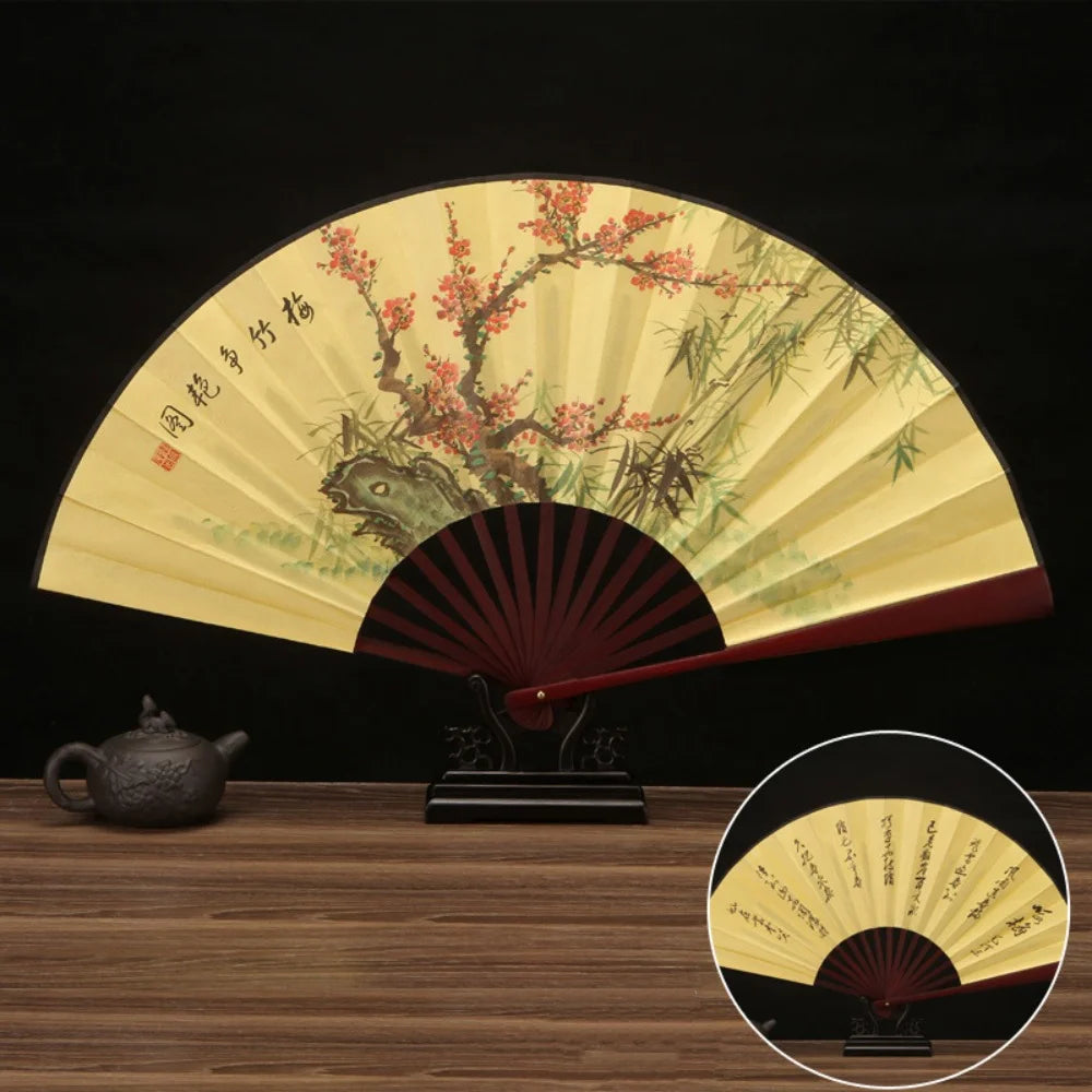 Leque dobrável de estilo chinês com padrão impresso