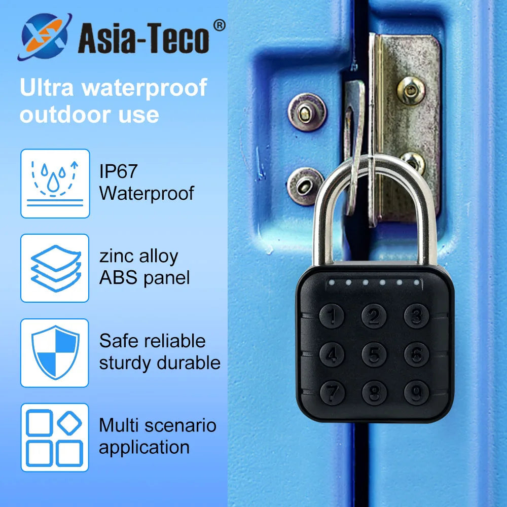 Smart Pad Lock Fingerprint Padlock Cabinet Lock Dormitory Anti-Theft Lock USB Rechargeable Security Keyless Lock Smart Padlock