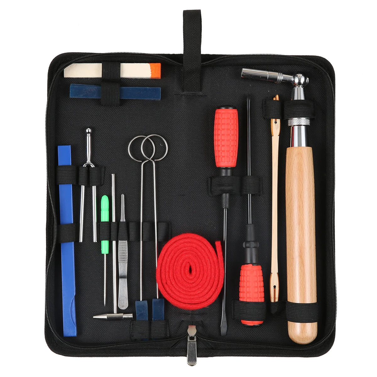 Piano Tuning Tool Kit with Zipper Bag, 16 Pieces