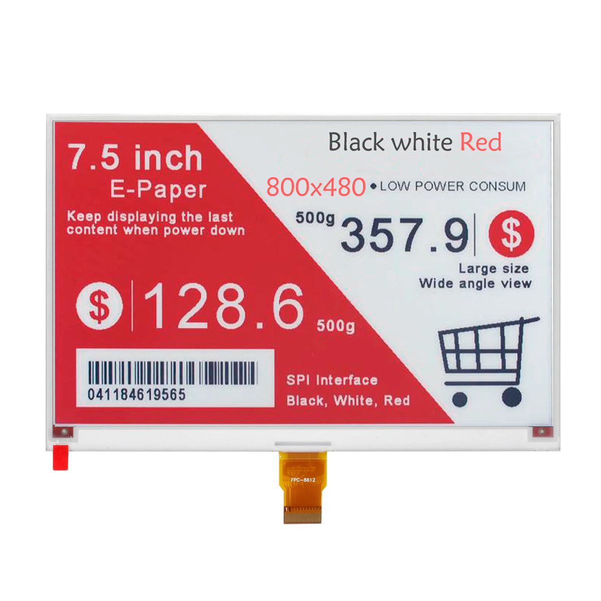 7.5-Inch Tri-Colour E-Paper Display - 800 x 480