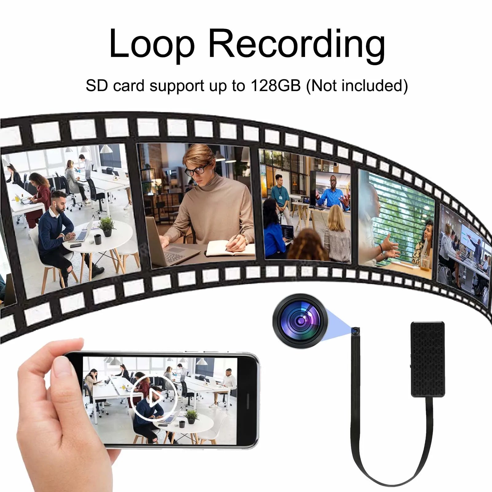 Mini WiFi Beveiligingscamera 1080P met Bewegingsdetectie & App-weergave