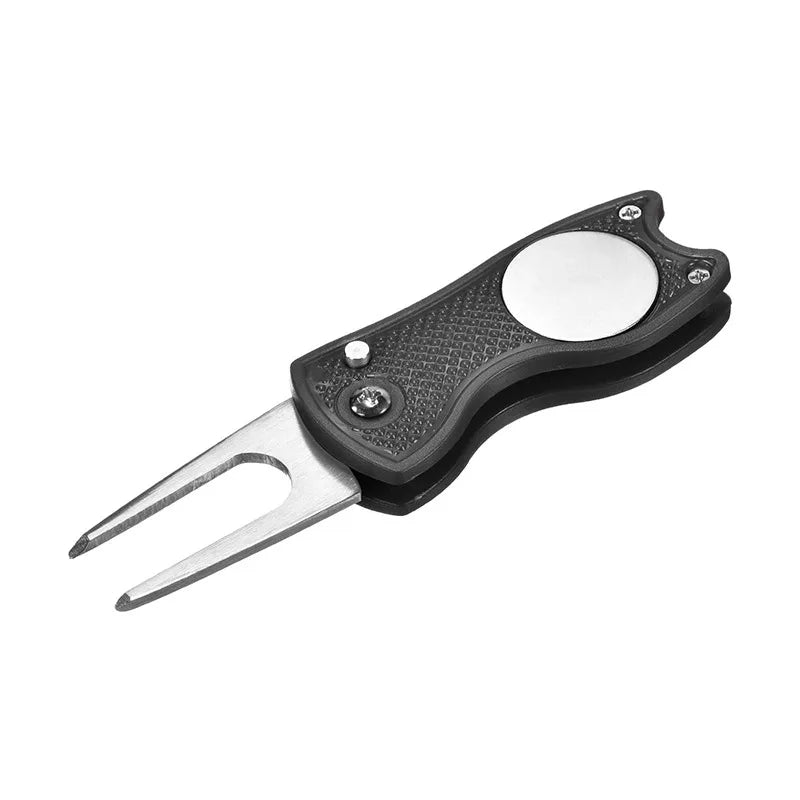 Folding Golf Divot Tool with Magnetic Ball Marker