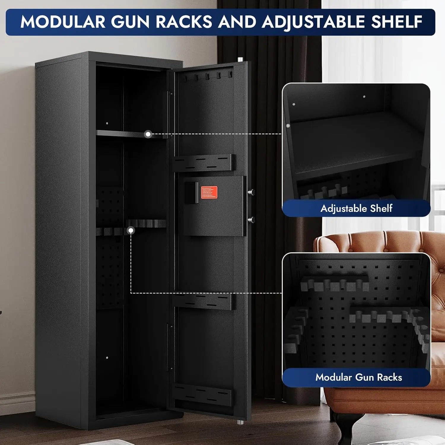 Biometric Gun Safe for 12-15 Rifles with Fingerprint Access