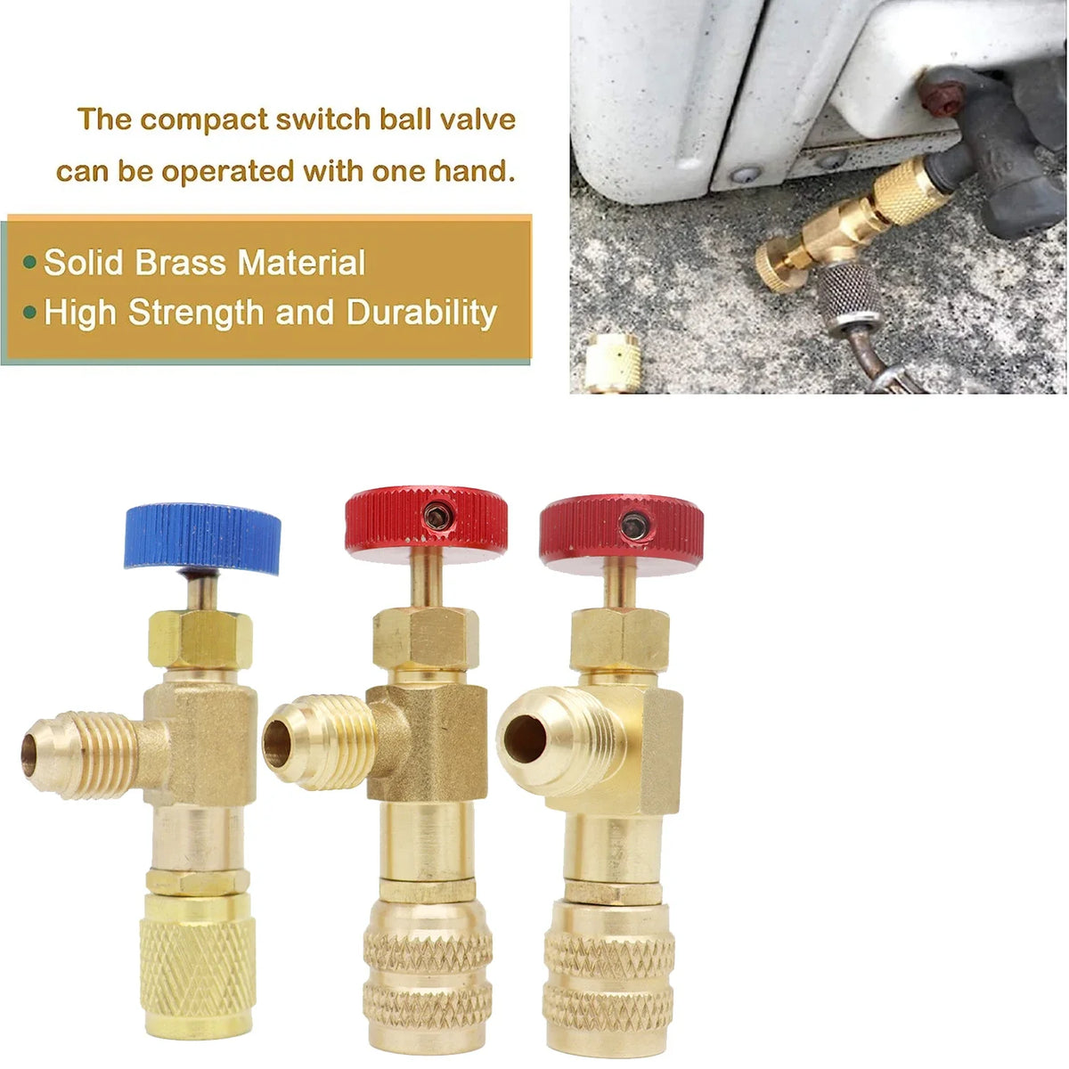 Valve de sécurité liquide R410A R22 Frigorifique Connecteur de sécurité 1/4 "Adaptateur de sécurité Réparation de climatisation et fluide liquide