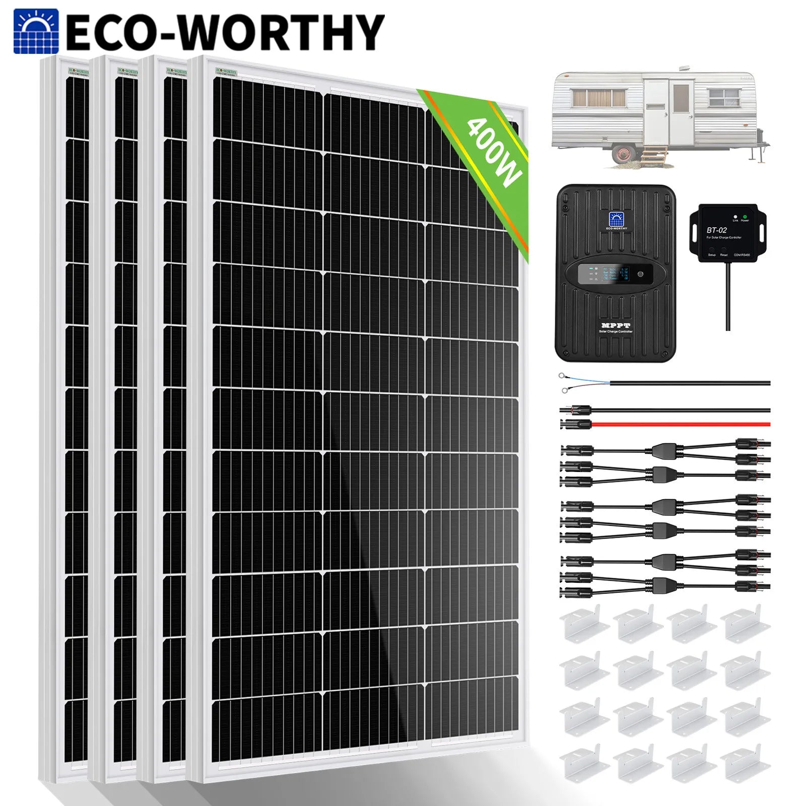 400 Watt 12 Volt Solar Panel Kit for Off-Grid Home, RV, Boat