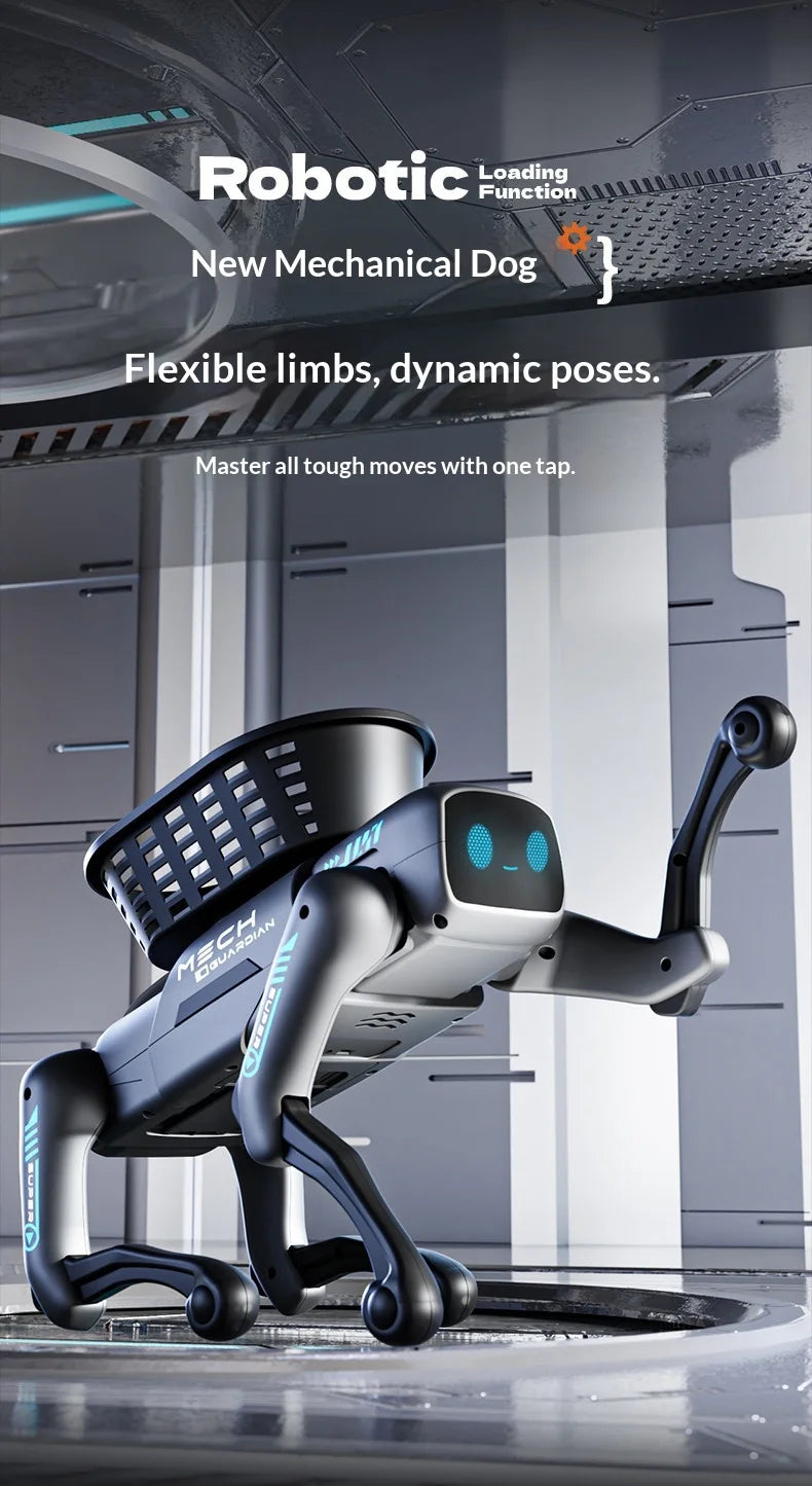 Chien robot intelligent AI télécommandé avec bac de chargement