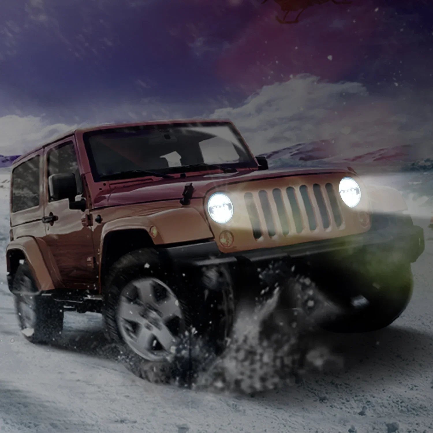 2PCS 7 inch LED Round Headlight DRL Round 7'' Car Moto Light with Yellow & White Angel Eye for Jeep Wrangler Harley Lada Niva