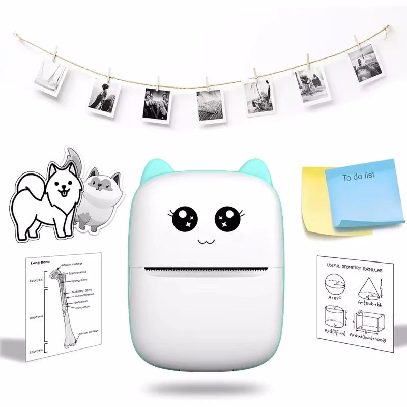 Portable thermal printer mini cat print photo pocket thermal label printer 58mm printing wireless Bluetooth Android iOS printers 