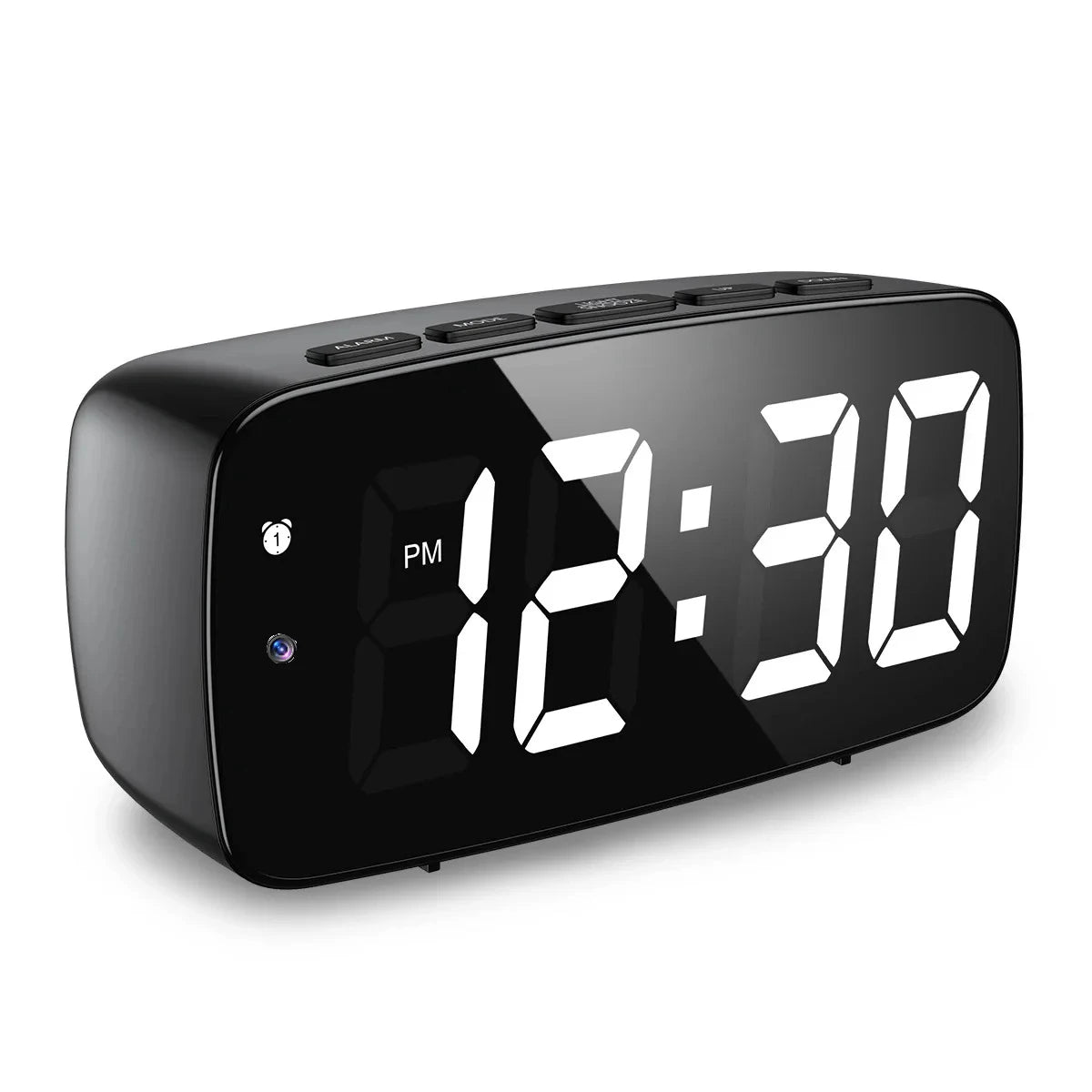 1080P HD vækkeur-kamera med LED-display