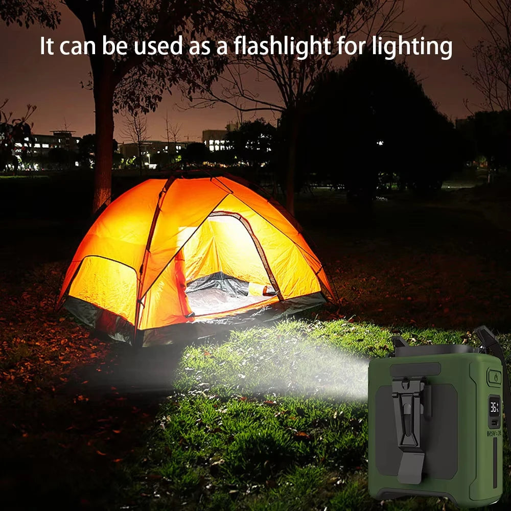 10000mAh Neck-Worn Fan with LED Light and Power Bank