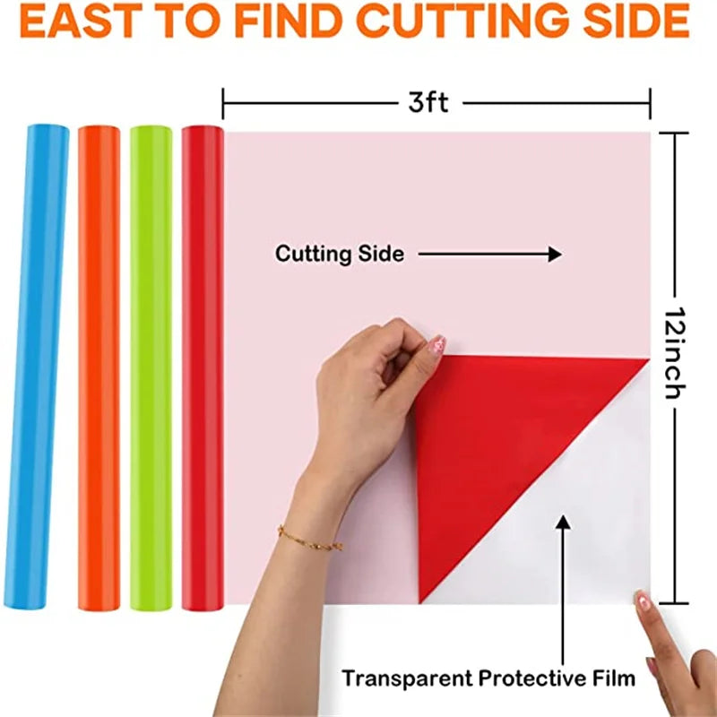 HTVRONT PU Heat Transfer Vinyl Roll Bundle for DIY Apparel