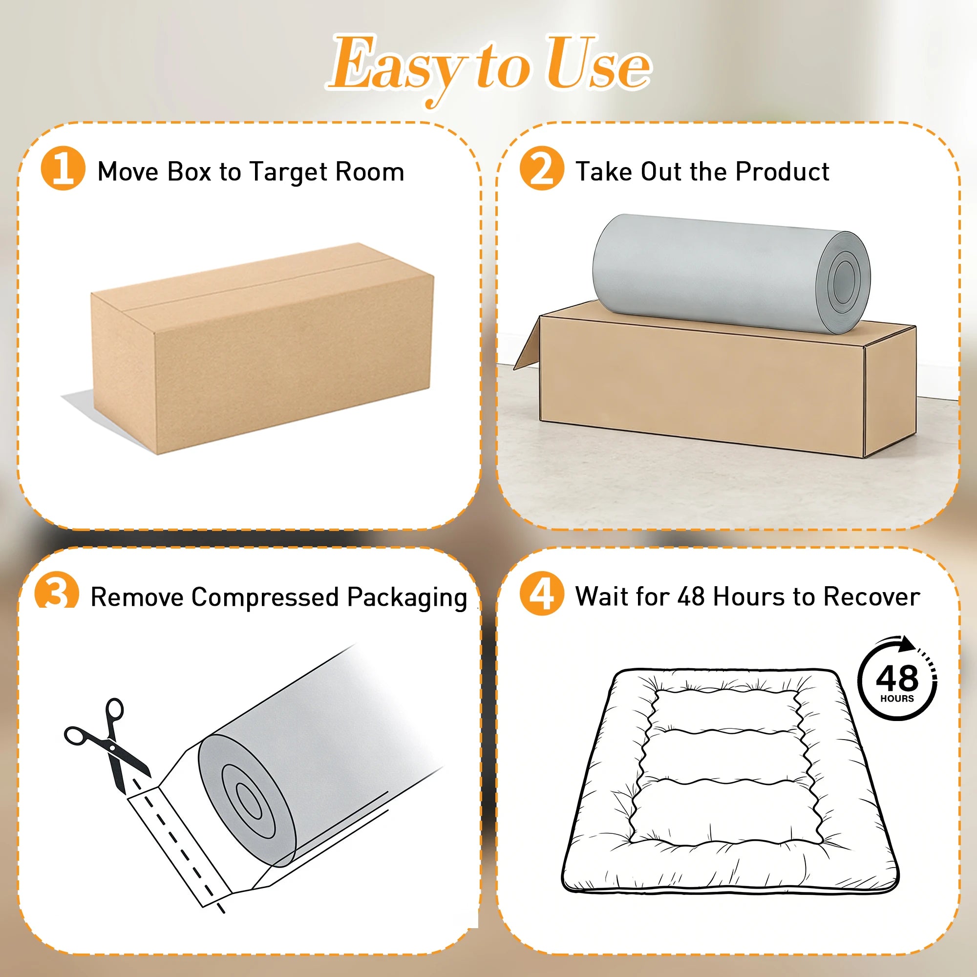 Foldable 4-Inch Mattress Topper Full Queen Soft Portable Bed