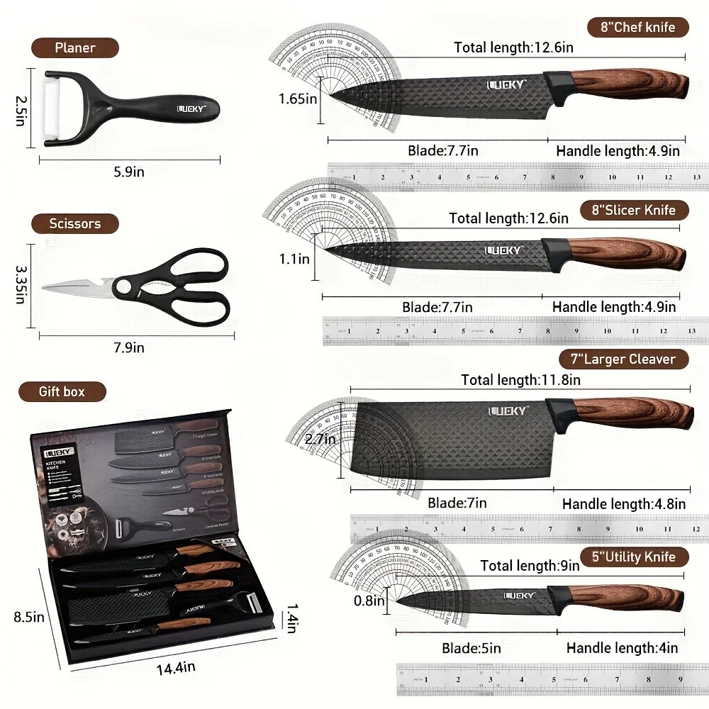 6-Piece Stainless Steel Kitchen Knife Set with Gift Box