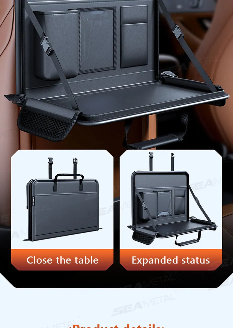 SEAMETAL Portable Laptop Storage Bag for Car Steering Wheel Temporary Tray Snacks Holder Foldable Multi-Pocket Car Organizer