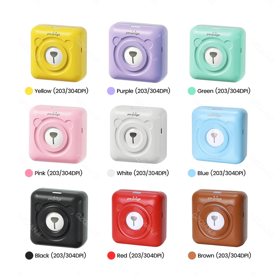 7 Colors Peripage A6 304DPI Mini Photo Printer Notes Sticker Label Printing Machine Bluetooth Portable Wireless Printer Marker 