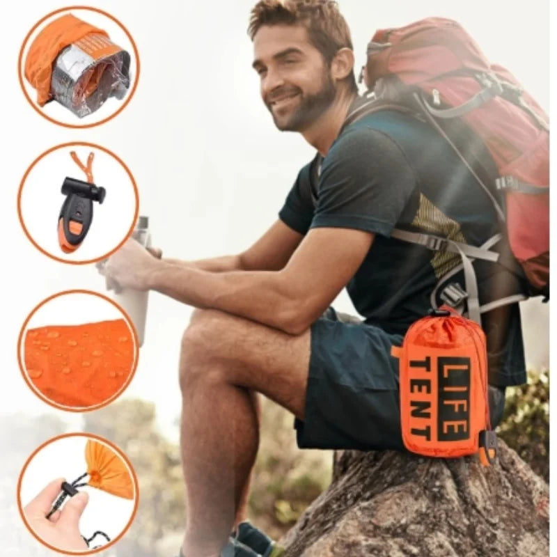 2 Person Emergency Tent Casa De Waterproof Camping Travel Pergola Family Campaign House Tourist Tents Cool Gear Equipment Coat 