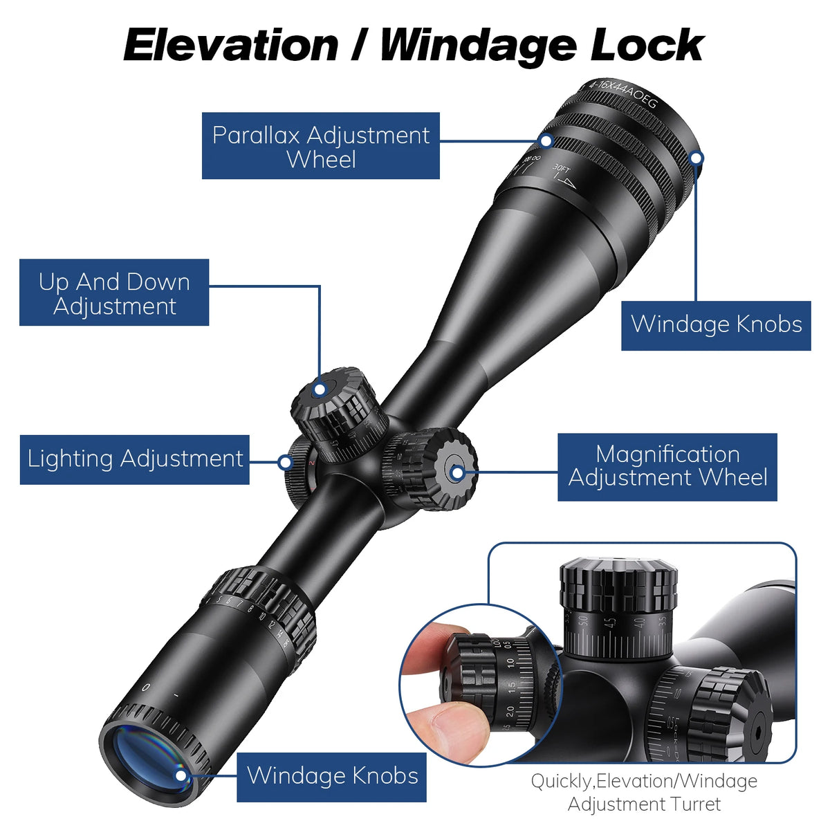 4-16x44 AOE Riflescope - 11 mm sau 20 mm Mount