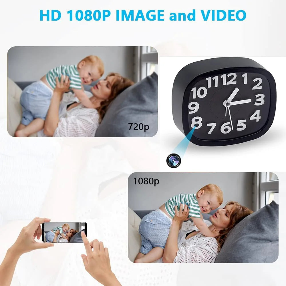 FHD Wireless Clock Camera 1080P Support 2.4G WiFi Motion Detection Home Protection Security Recorder Camera for Kids Spy-shop.com