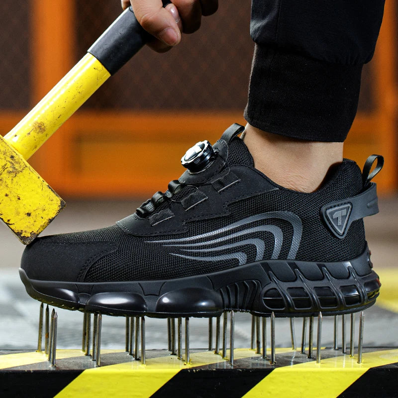 Rotary button new safety shoes for men, anti-impact and anti-piercing work shoes, fashionable men's sports shoes, and safety pro 