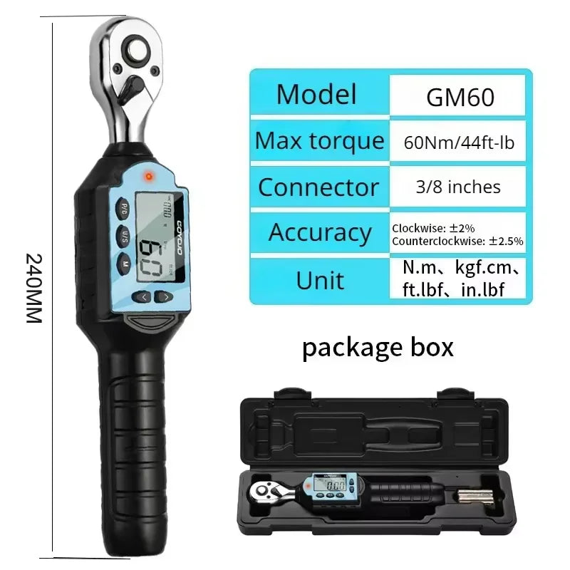 Digitaler Drehmomentschlüssel 3/8" 3/8-60Nm Hochpräzises bidirektionales Werkzeug