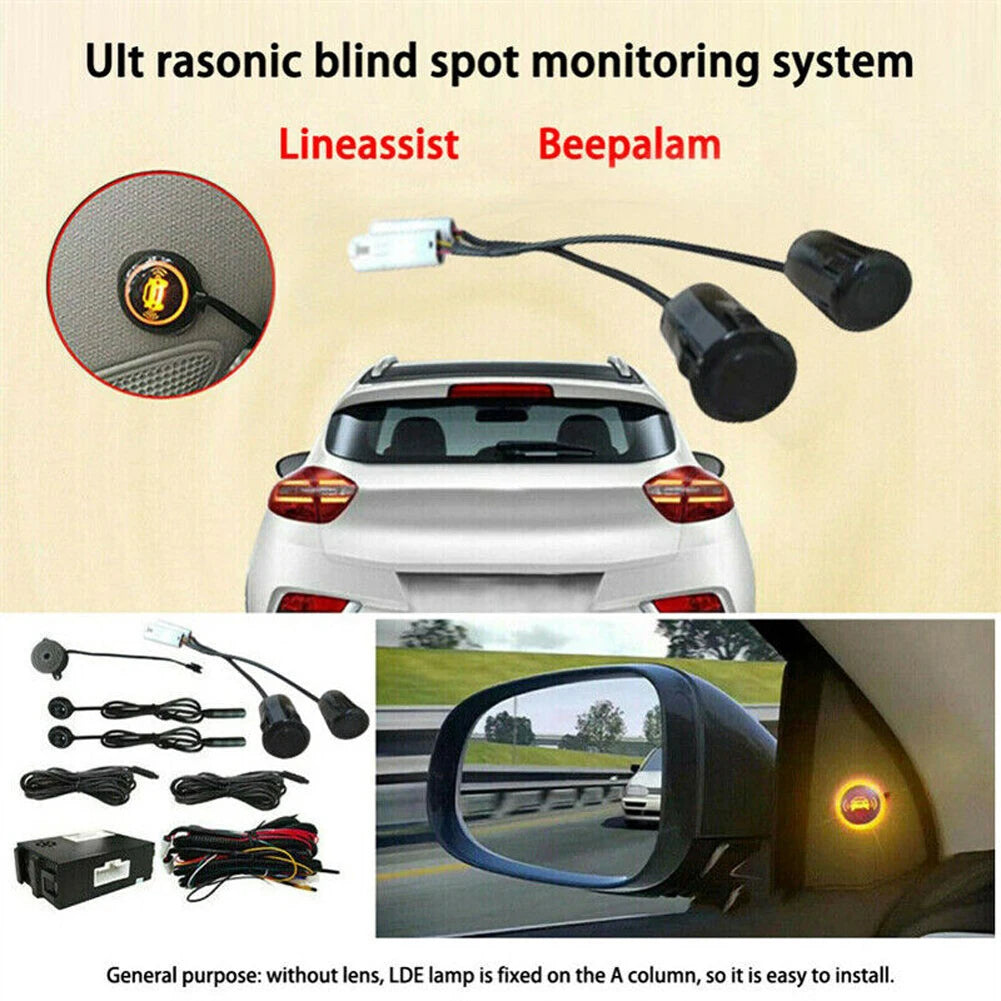 Systém monitorování mrtvého úhlu auta s LED varováním a bzučákem