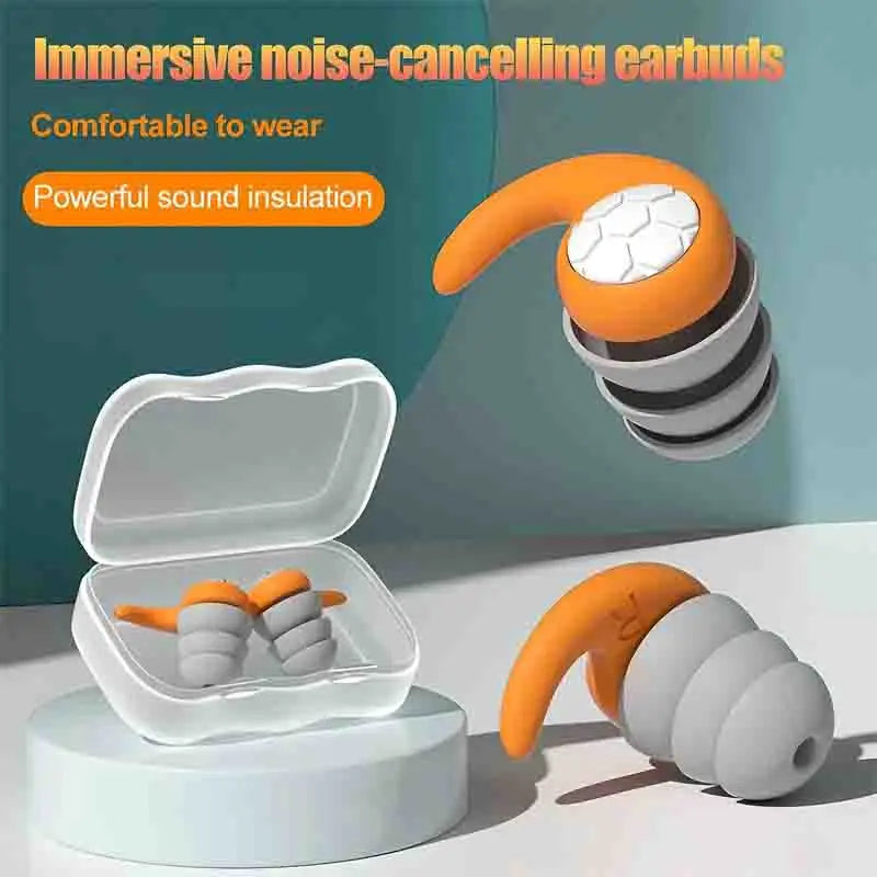 1 Pair of Soft Silicone Earplugs with Noise Cancellation, Waterproof, Comfortable To Wear, Suitable for Sleeping and Swimming 