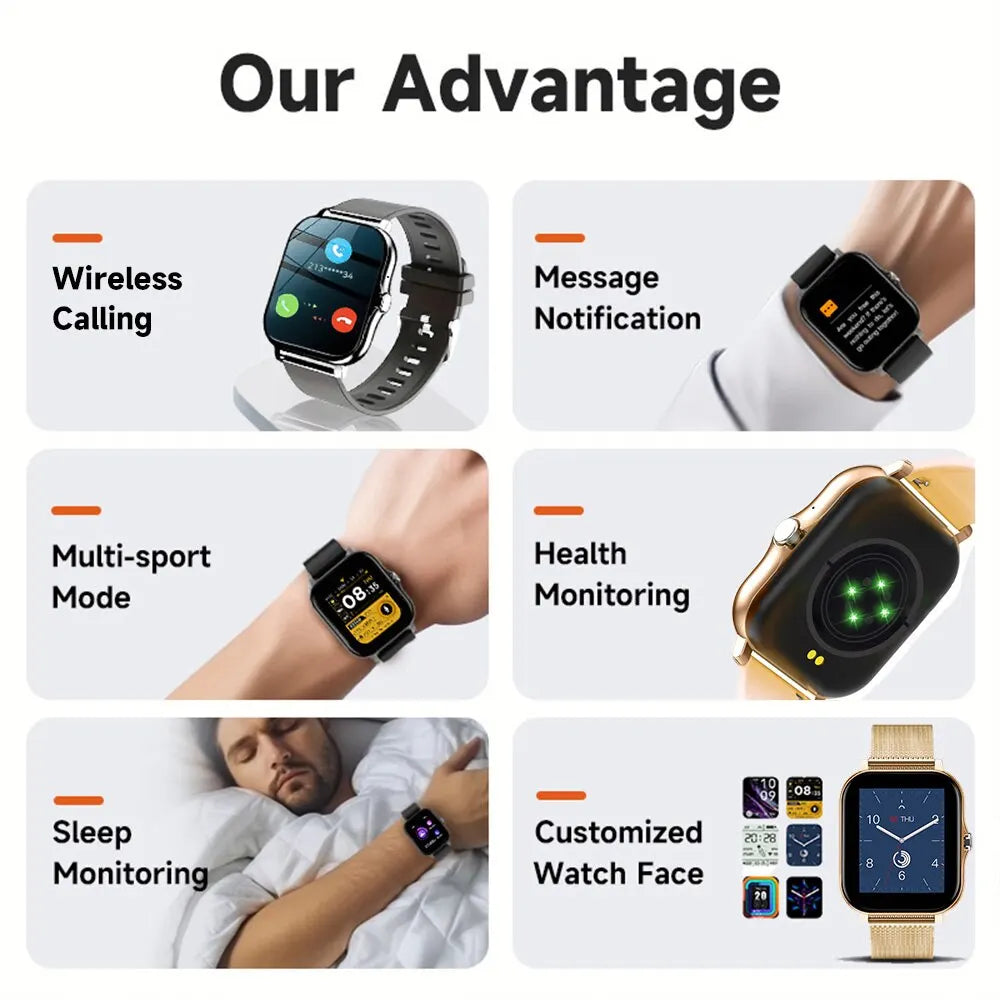 Nova pametna ura z 1,44-palčnim barvnim zaslonom na dotik, številčnica po meri, pametna ura Bluetooth Talking Modna pametna ura, moška in ženska