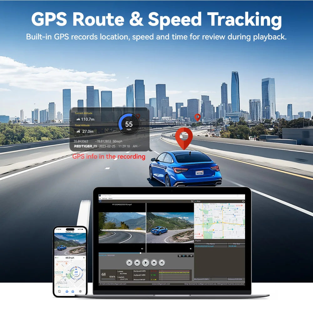 REDTIGER F9 4K Dash Cam with WiFi, GPS and Parking Mode