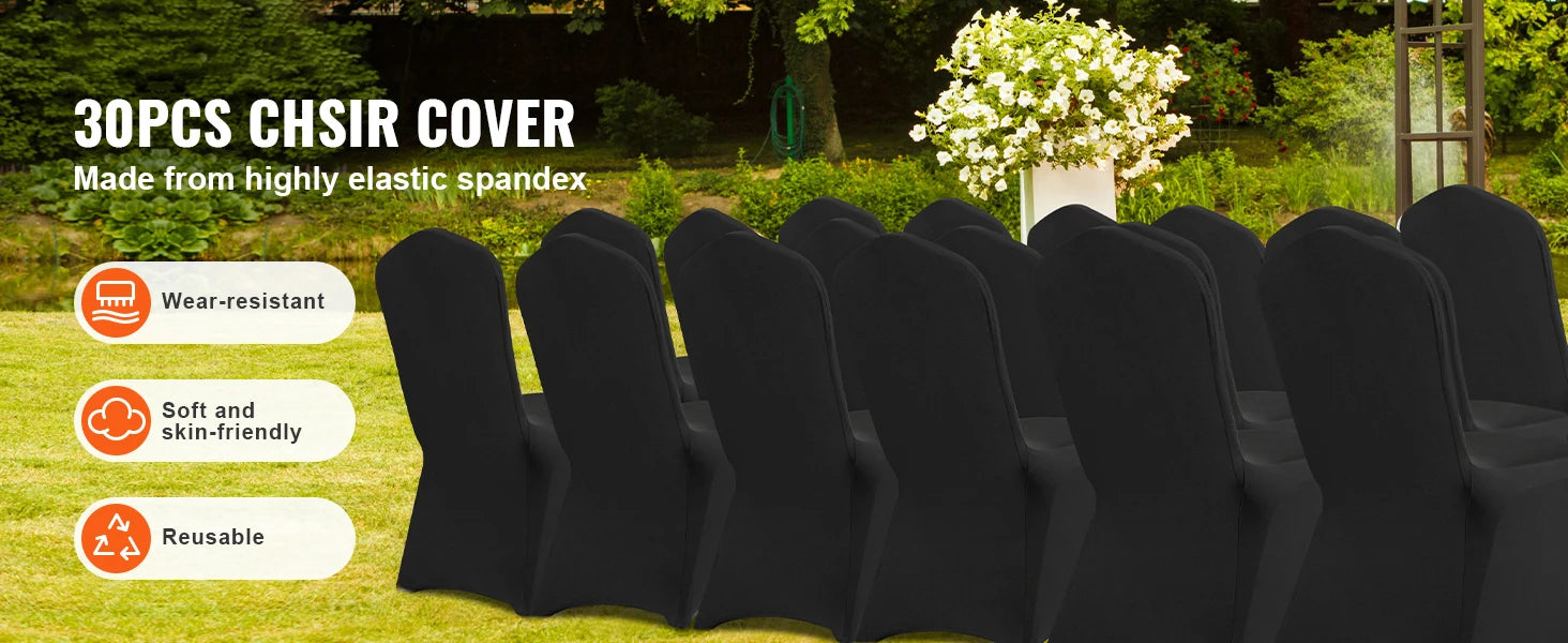 SucceBuy 30/50 piezas de funda elástica para silla para boda fiesta, funda de silla universal ajustable, funda removible lavable y protectora
