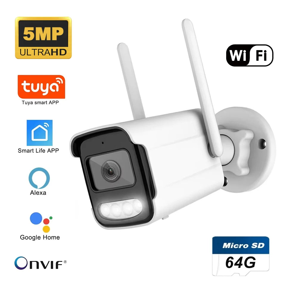 5MP venkovní bezpečnostní kamera WiFi s AI detekcí lidí a nočním viděním