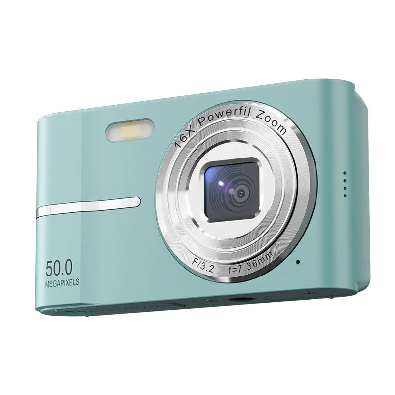 5K 50MP Mini Digital Camera with 16X Zoom, 2.4 Inch IPS Display & Flash