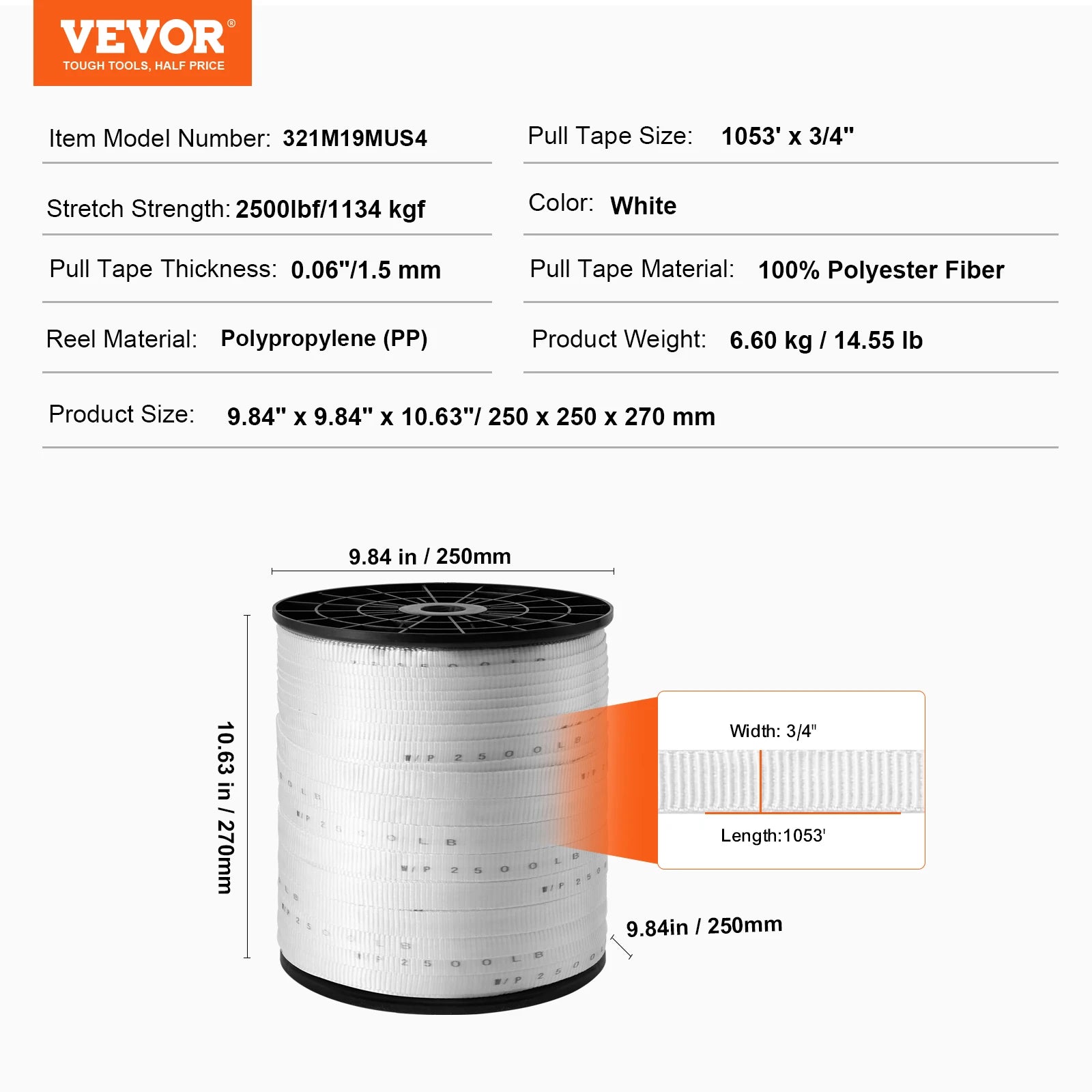 Polyester Pull Tape Flat Rope for Cable Pulling and Conduit Work