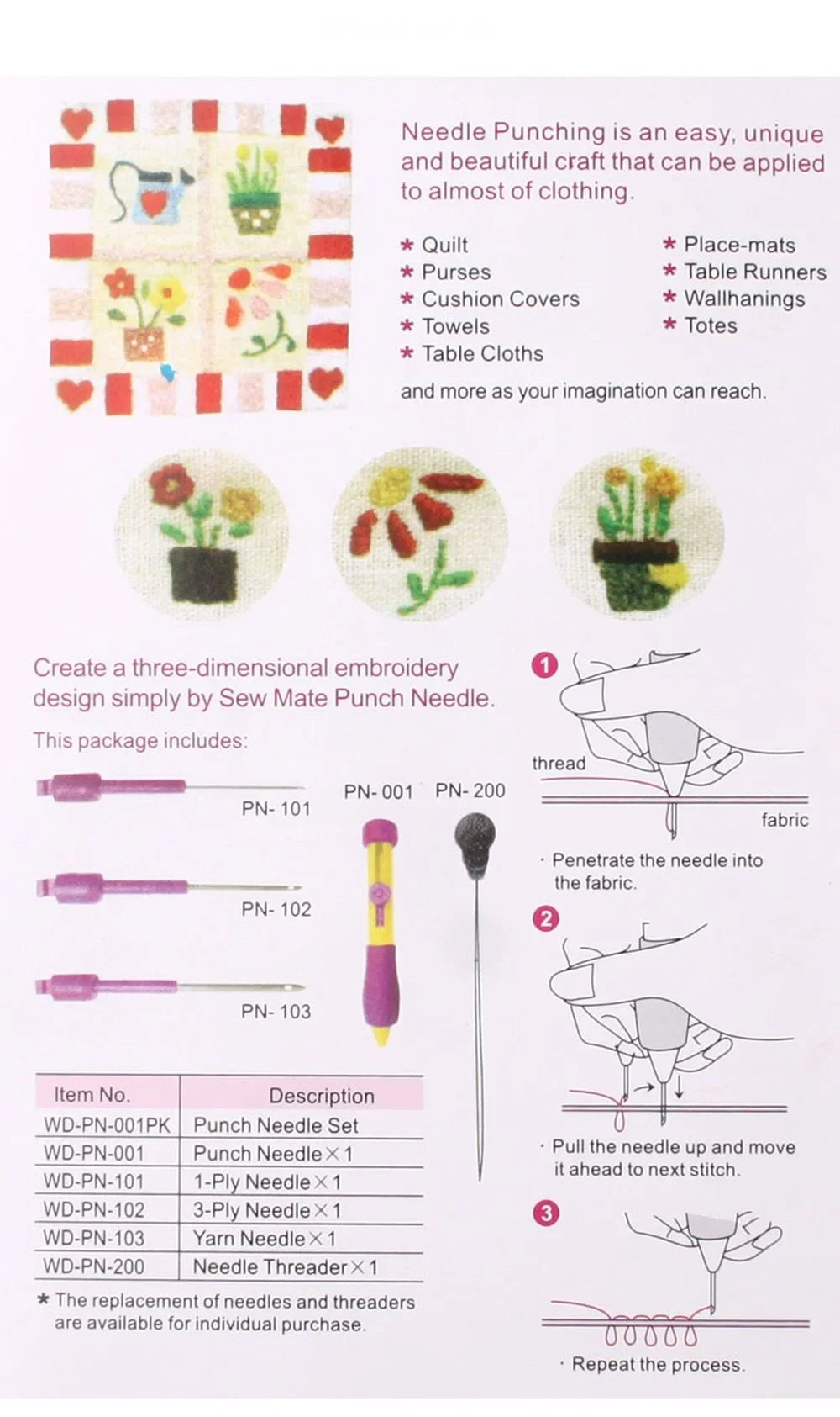 50 colors embroidery thread 3 Needles 2 Threaders Craft Tool Punch Needle Set  Embroidery Stitching Craft Tool for DIY Sewing 