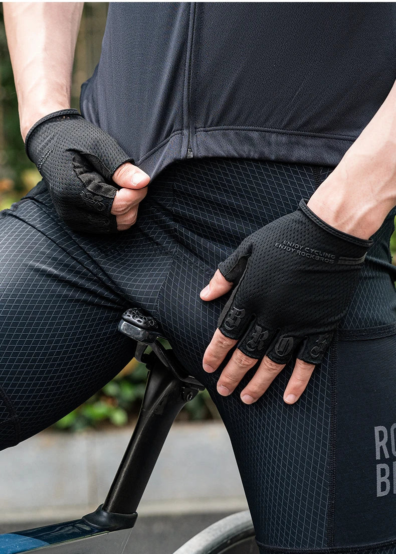 ROCKBROS Half Finger Cycling Gloves Breathable Shock Absorbing Fit