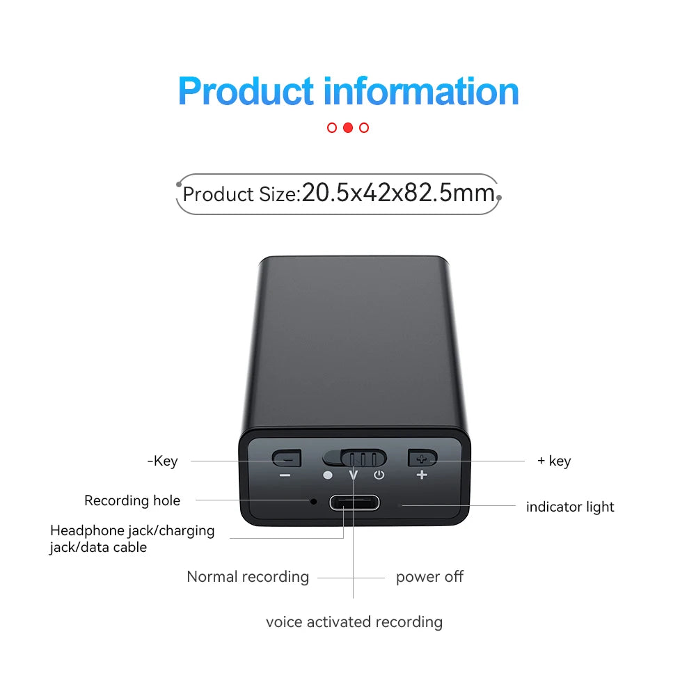 900Hours Small Sound Activated Voice Recorder 8G-64GB USB Flash Drive Audio Dictaphone Noise Reduce Magnet Attraction Mp3 Player 