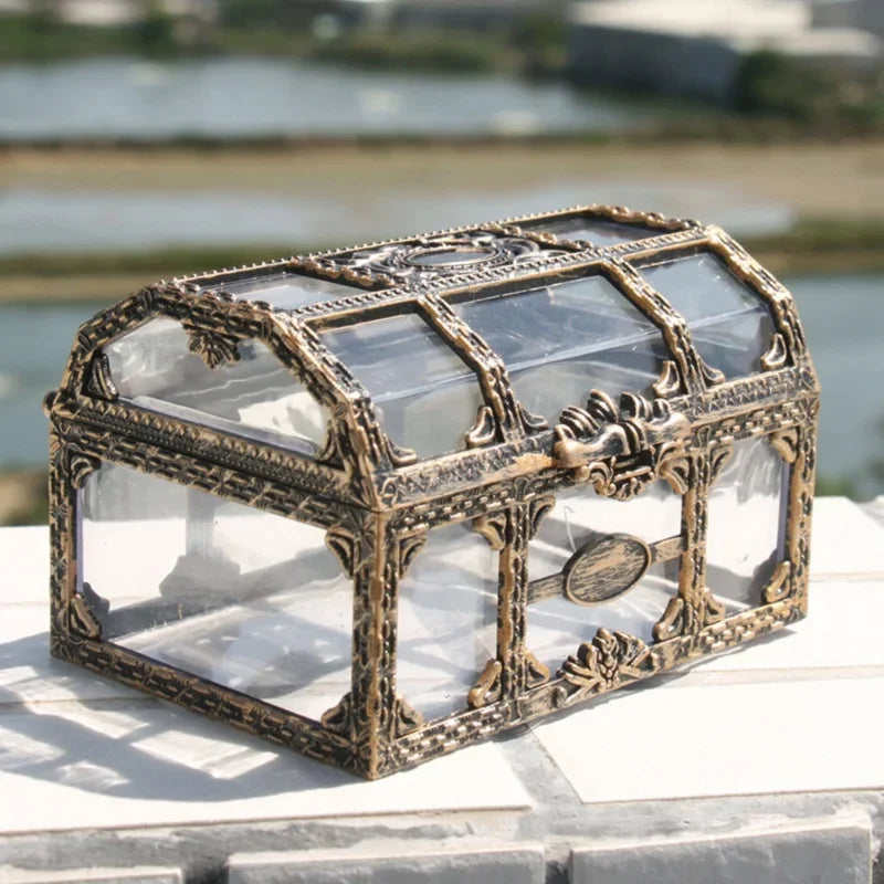 Plastic Transparent Pirate Treasure Box Crystal Gem Jewelry Box Storage Organizer Chest Treasure for Jewelry Gem Trinket Box 