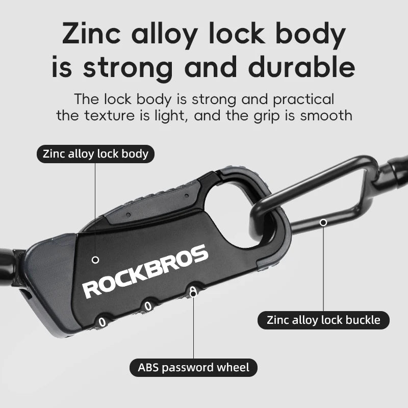 3-Digit Bicycle Cable Lock, 120cm Anti-Theft Lock