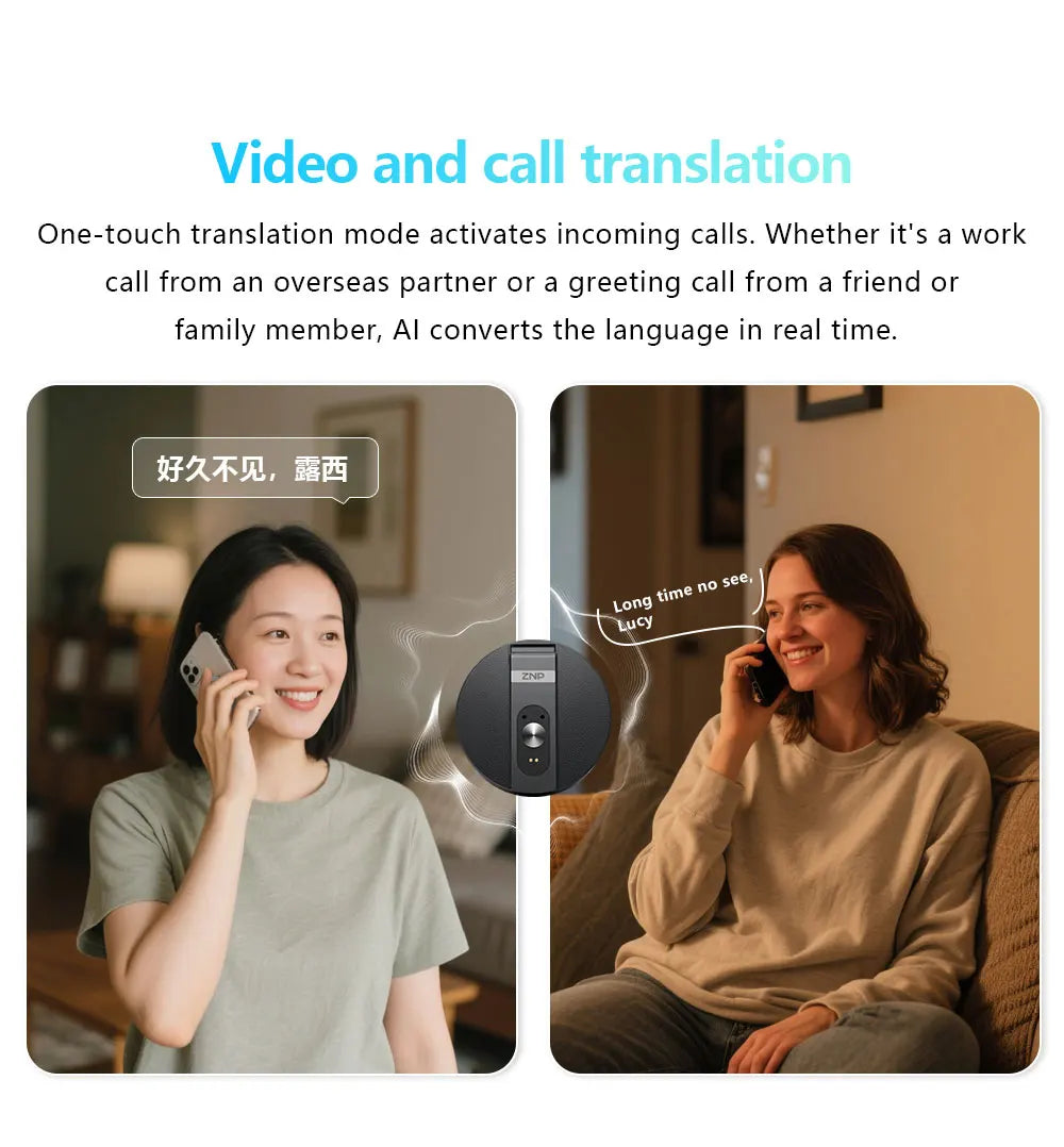 ZNP Ultra-thin AI Voice Translator Instant Professional Portable Wireless Magnetic Foldable Phone Stand 50Hrs Playback ForOffice