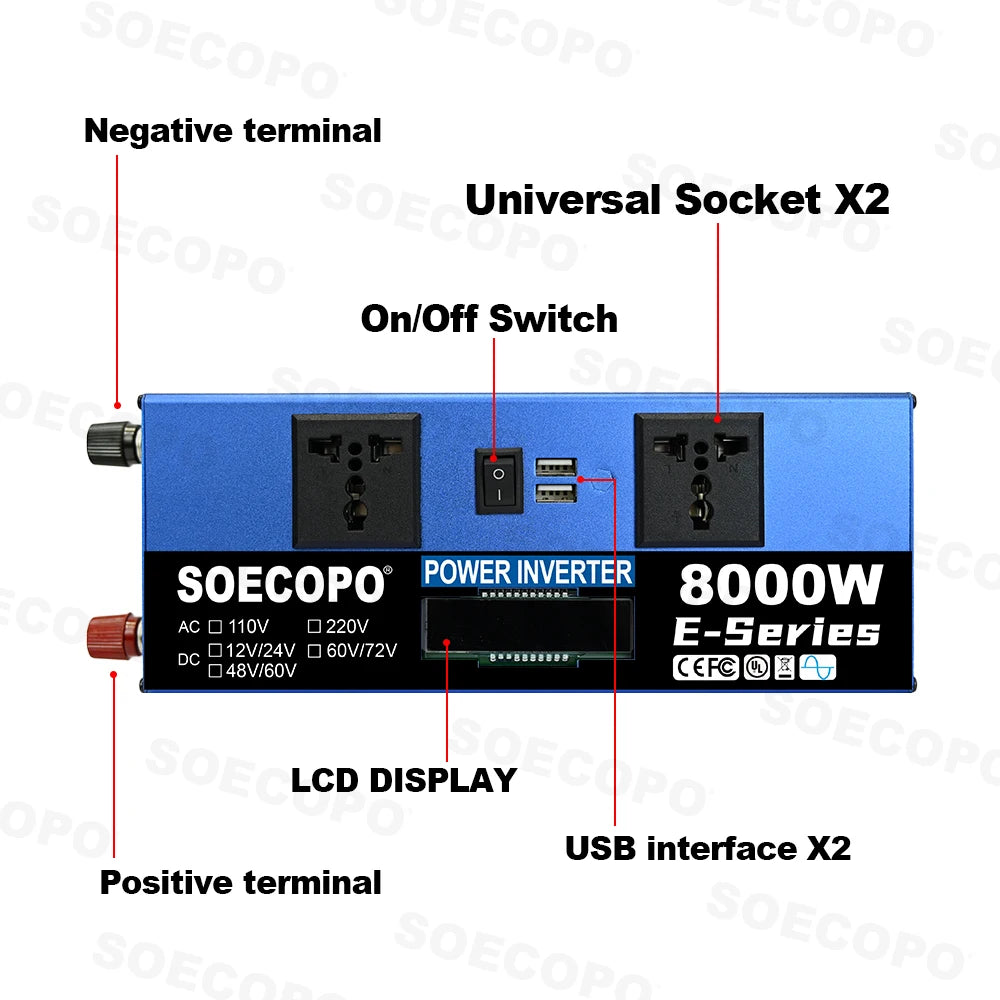 Off-grid solární sada 10000W výkonný měnič + 500W solární panely + 100A regulátor DC 12V/24V - AC 110V/220V měnič