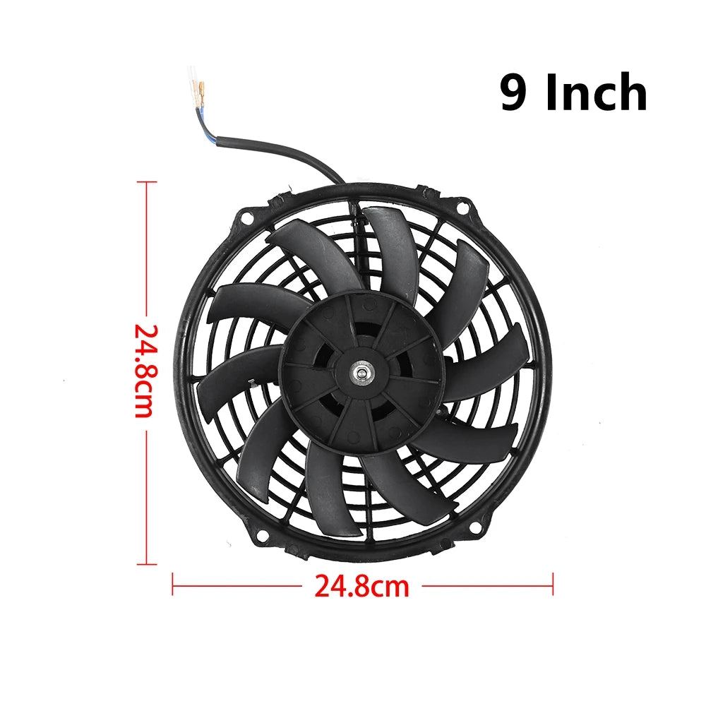 Kit Elétrico de Ventoinha de Arrefecimento para Radiador de Ar Condicionado Automóvel Universal 7/9/10/12/14/16 Polegadas 12V 80W 2100RPM