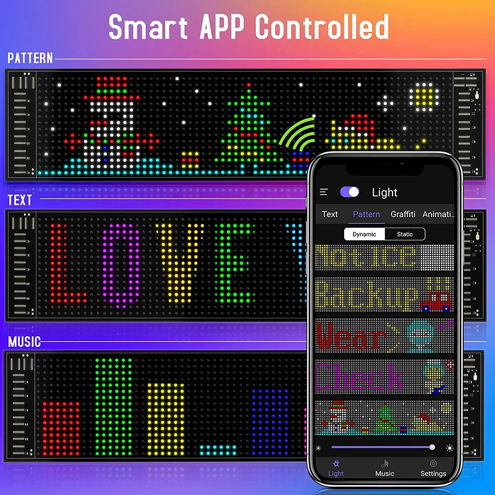 Painel de matriz RGB LED programável flexível