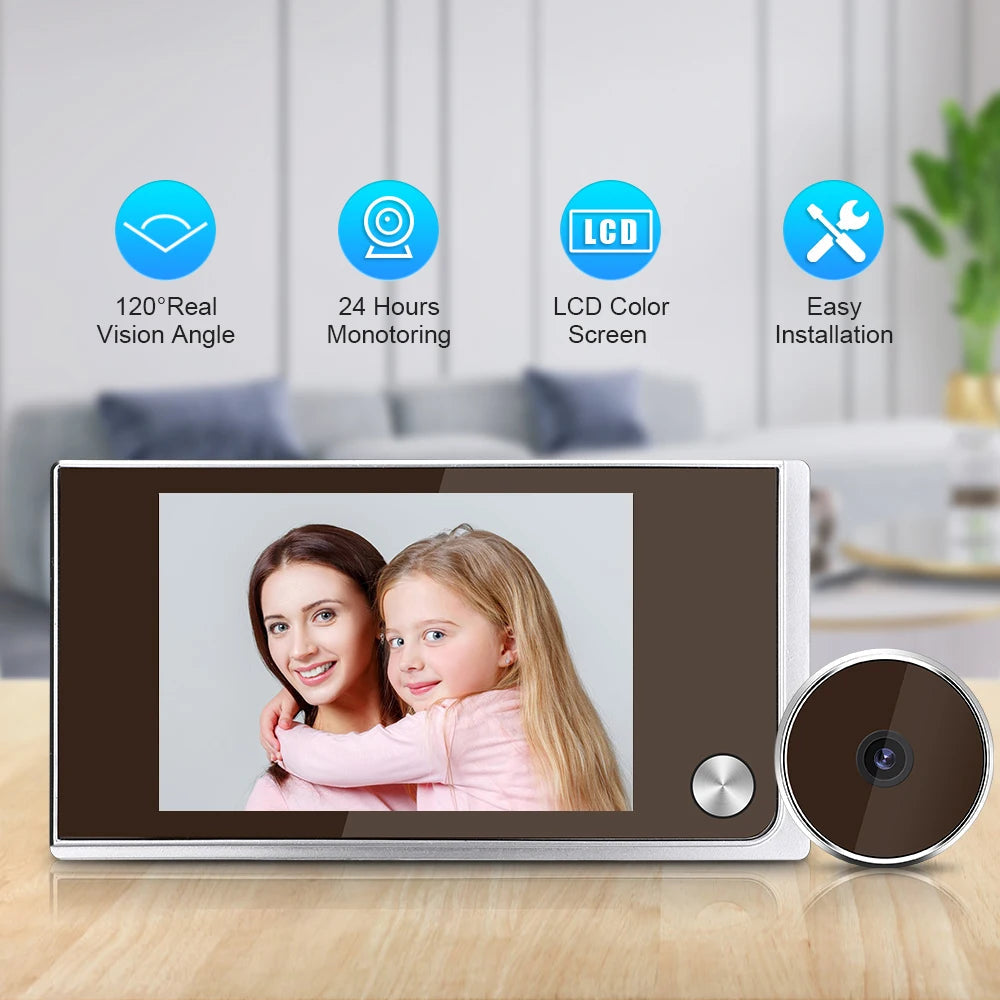 3.5 Inch Digital Door Viewer Peephole Camera Doorbell 120 Degree HD Home Cat Eye Mirilla Viewer with LCD Screen Monitor 